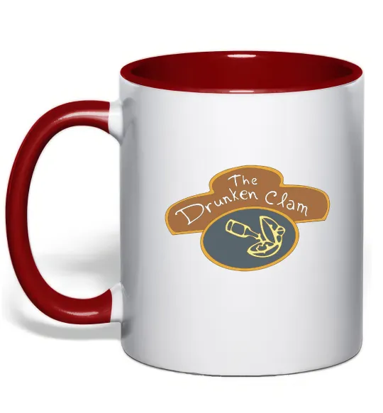 Чашка с цветной ручкой The dranken clam Красный фото