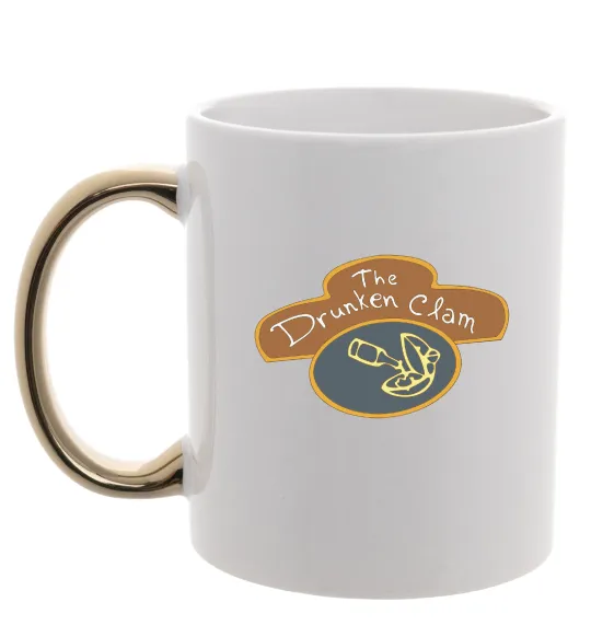 Чашка с цветной ручкой The dranken clam Золото фото