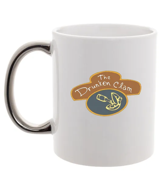 Чашка с цветной ручкой The dranken clam Серебро фото
