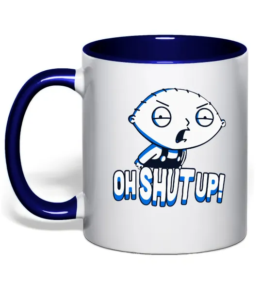 Чашка с цветной ручкой Стьюї Oh shut up Глубокий темно-синий фото