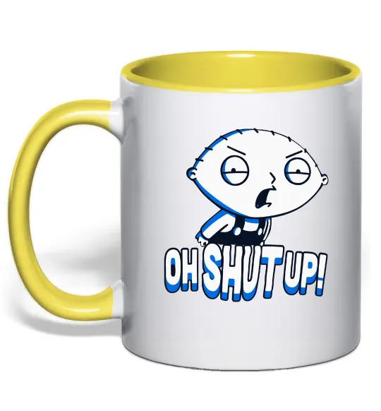 Чашка с цветной ручкой Стьюї Oh shut up Лимонный фото