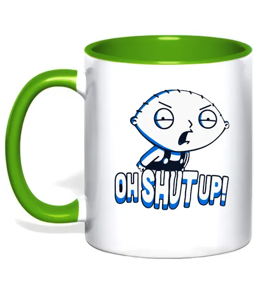 Чашка с цветной ручкой Стьюї Oh shut up Лаймовый фото