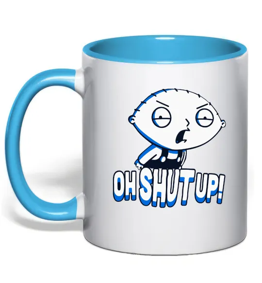 Чашка с цветной ручкой Стьюї Oh shut up Голубой фото