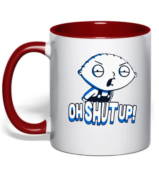 Чашка с цветной ручкой Стьюї Oh shut up Красный фото