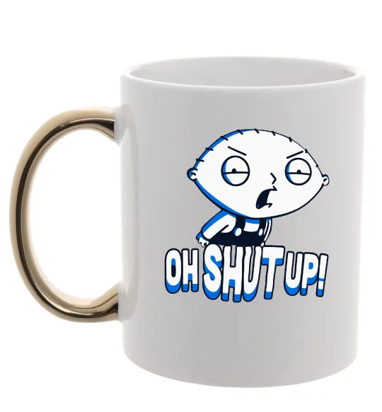 Чашка с цветной ручкой Стьюї Oh shut up Золото фото
