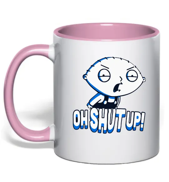 Чашка с цветной ручкой Стьюї Oh shut up Нежно розовый фото
