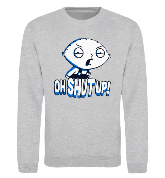Свитшот Стьюї Oh shut up Серый меланж фото