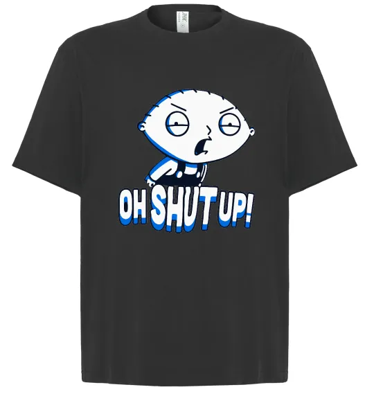Футболка Оверсайз Стьюї Oh shut up Черный фото