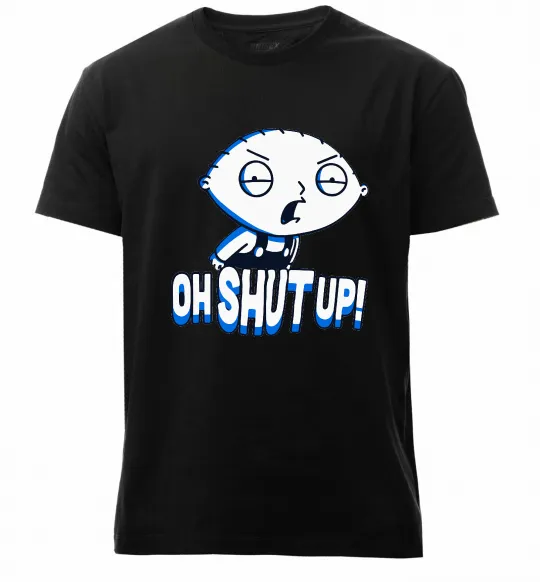 Мужская премиум футболка Стьюї Oh shut up Черный фото