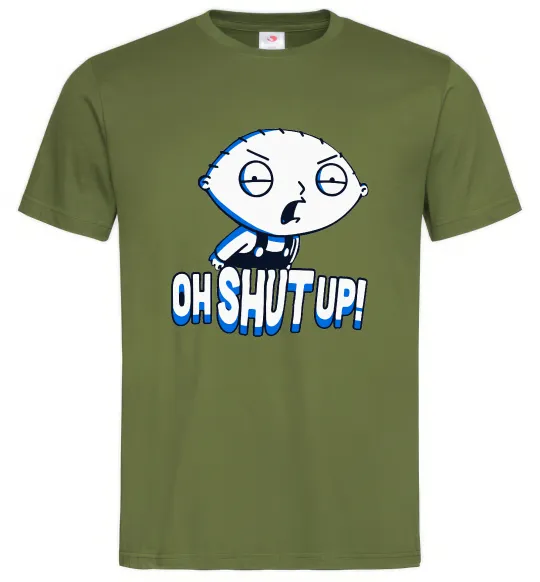 Мужская футболка Стьюї Oh shut up Оливковый фото