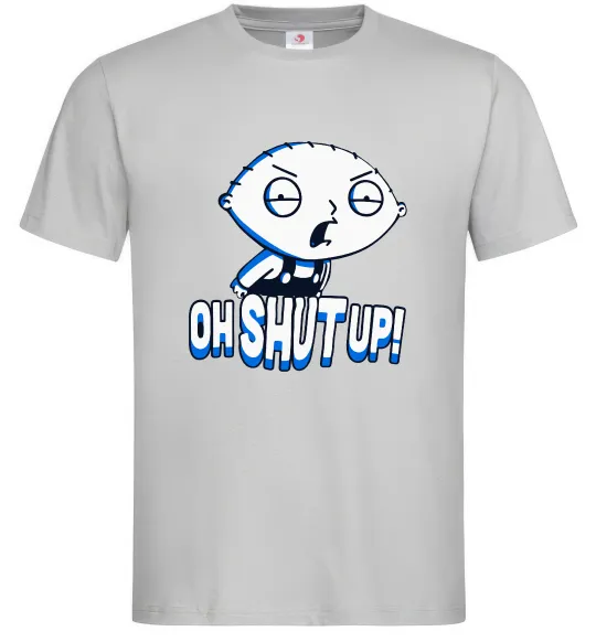 Мужская футболка Стьюї Oh shut up Серый фото