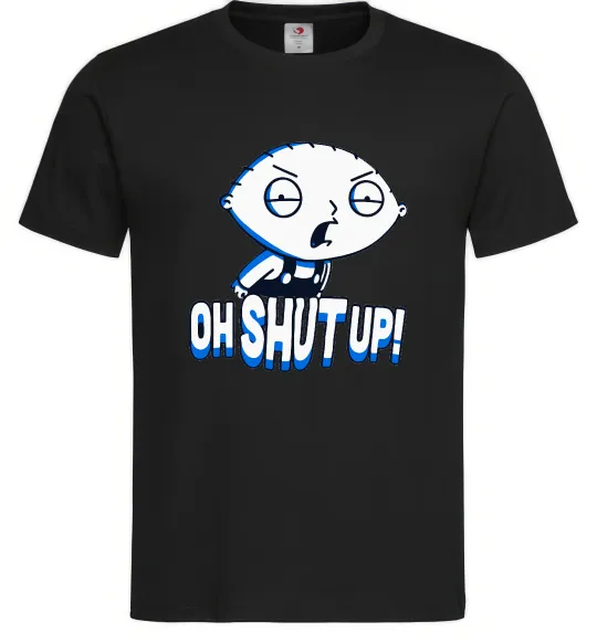 Мужская футболка Стьюї Oh shut up Черный фото