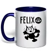 Чашка с цветной ручкой Felix посміхається Глубокий темно-синий фото