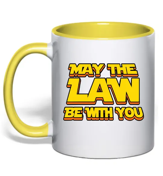 Чашка с цветной ручкой May the law be with you Лимонный фото