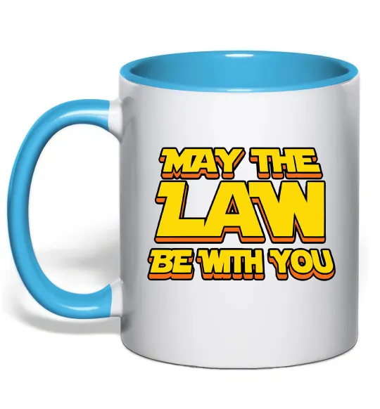Чашка с цветной ручкой May the law be with you Голубой фото