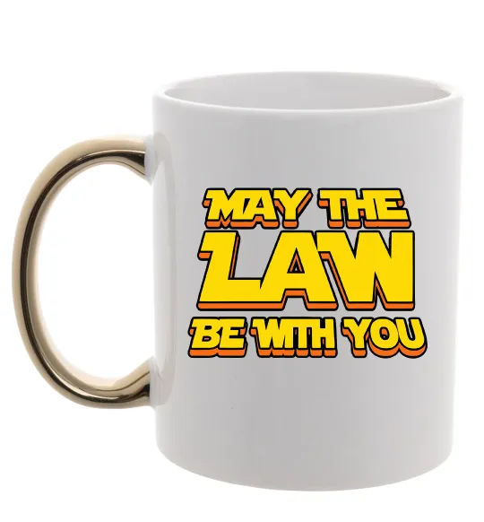 Чашка с цветной ручкой May the law be with you Золото фото