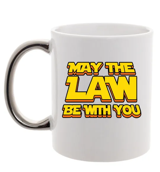 Чашка с цветной ручкой May the law be with you Серебро фото