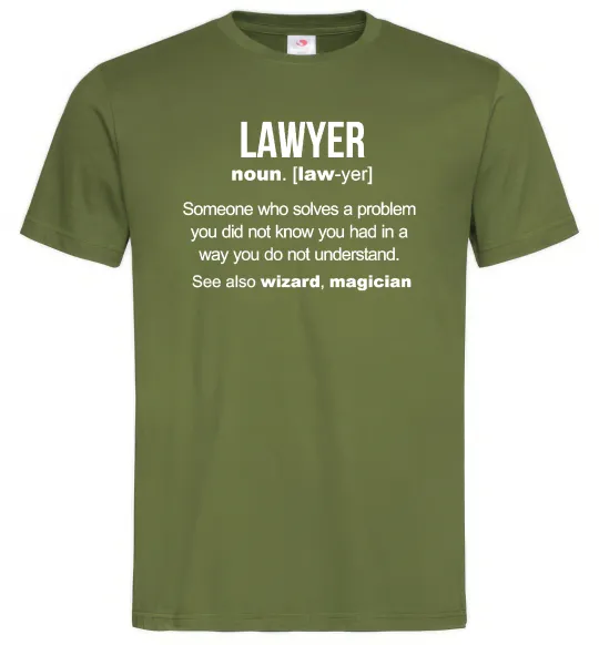 Мужская футболка Lawyer noun Оливковый фото