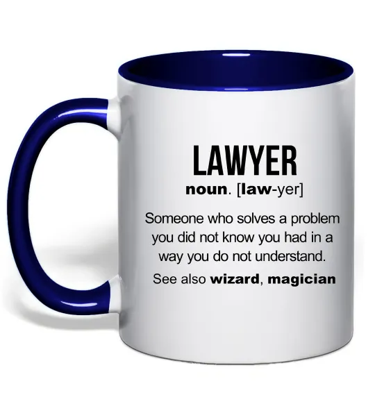 Чашка с цветной ручкой Lawyer noun Глубокий темно-синий фото