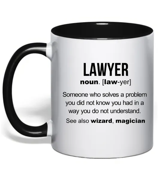 Чашка с цветной ручкой Lawyer noun Черный фото