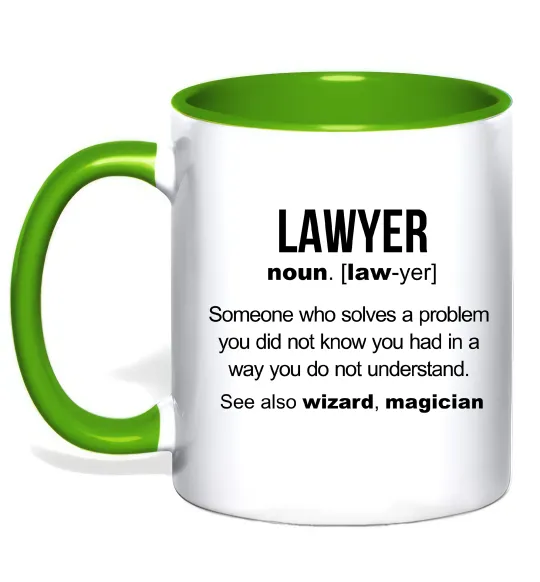 Чашка с цветной ручкой Lawyer noun Лаймовый фото