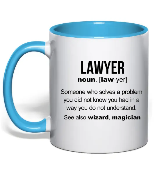 Чашка с цветной ручкой Lawyer noun Голубой фото