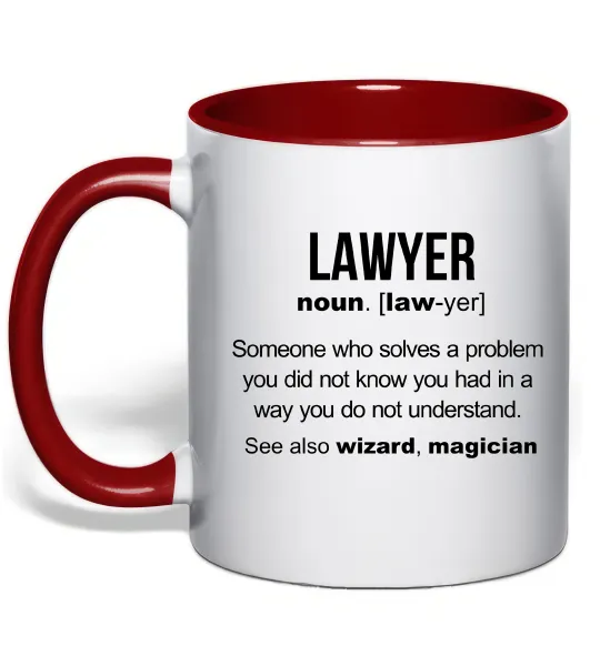 Чашка с цветной ручкой Lawyer noun Красный фото