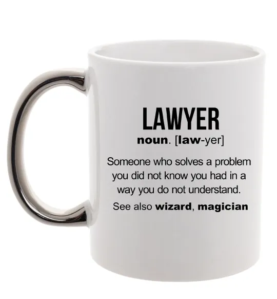 Чашка с цветной ручкой Lawyer noun Серебро фото