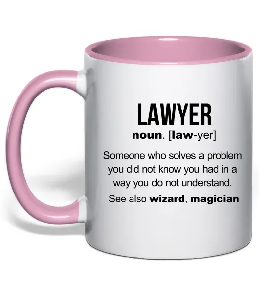 Чашка с цветной ручкой Lawyer noun Нежно розовый фото