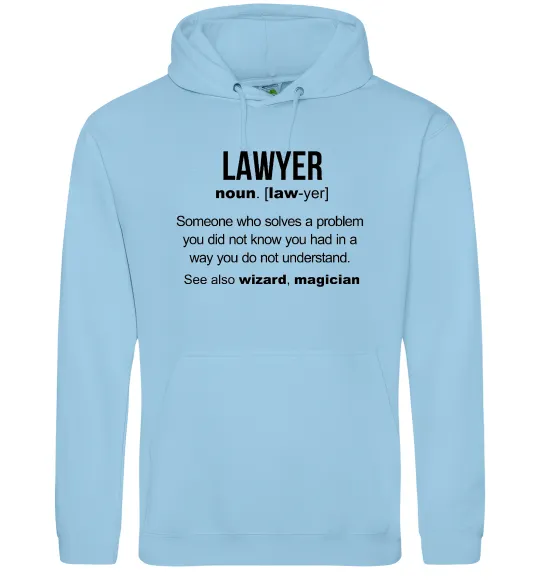 Мужская толстовка (худи) Lawyer noun Голубой фото