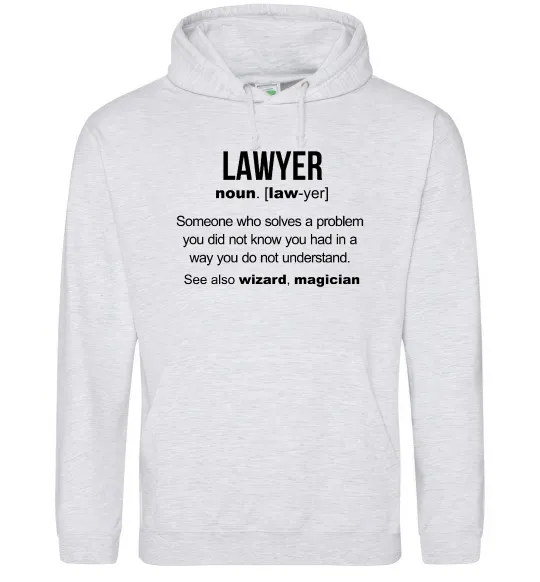 Женская толстовка (худи) Lawyer noun Серый меланж фото