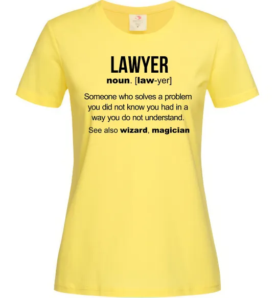 Женская футболка Lawyer noun Лимонный фото