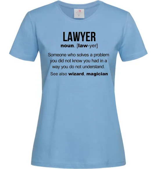Женская футболка Lawyer noun Голубой фото