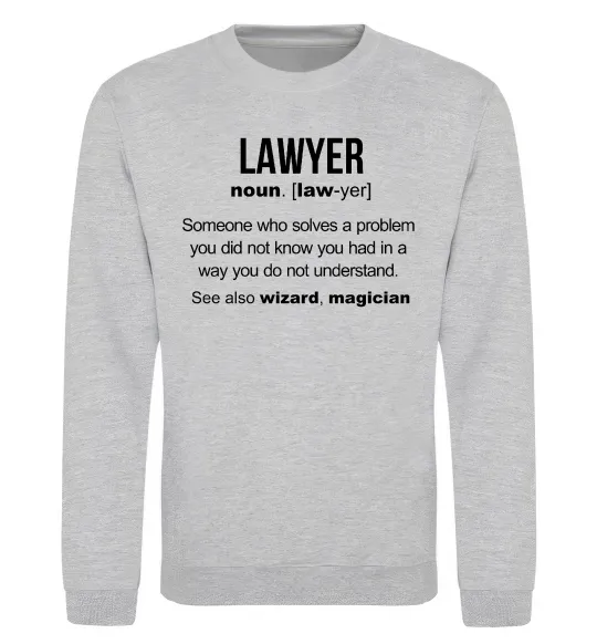 Свитшот Lawyer noun Серый меланж фото