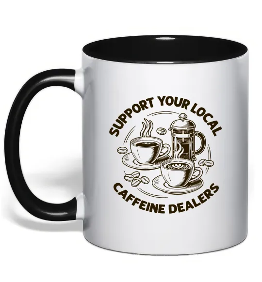 Чашка с цветной ручкой Support coffee Черный фото