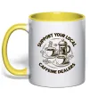 Чашка с цветной ручкой Support coffee Лимонный фото