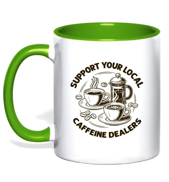 Чашка с цветной ручкой Support coffee Лаймовый фото