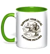 Чашка с цветной ручкой Support coffee Лаймовый фото