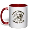 Чашка с цветной ручкой Support coffee Красный фото