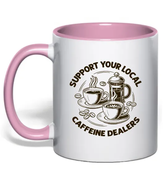 Чашка с цветной ручкой Support coffee Нежно розовый фото