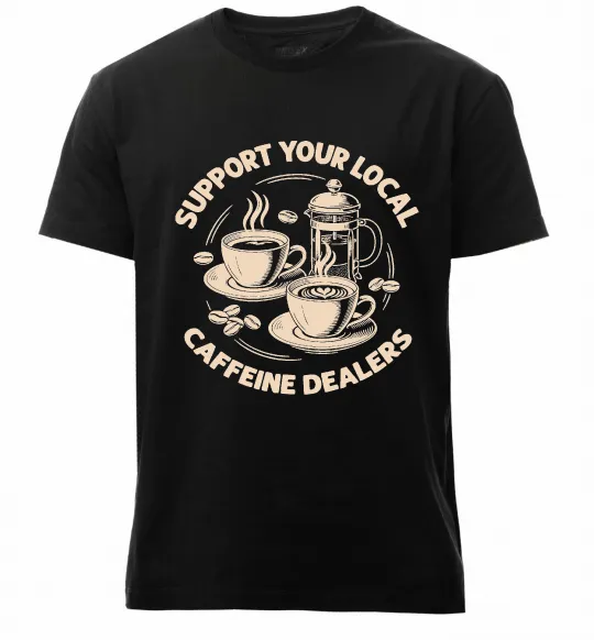 Мужская премиум футболка Support coffee Черный фото