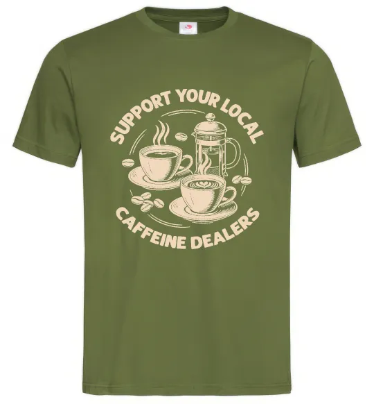 Мужская футболка Support coffee Оливковый фото