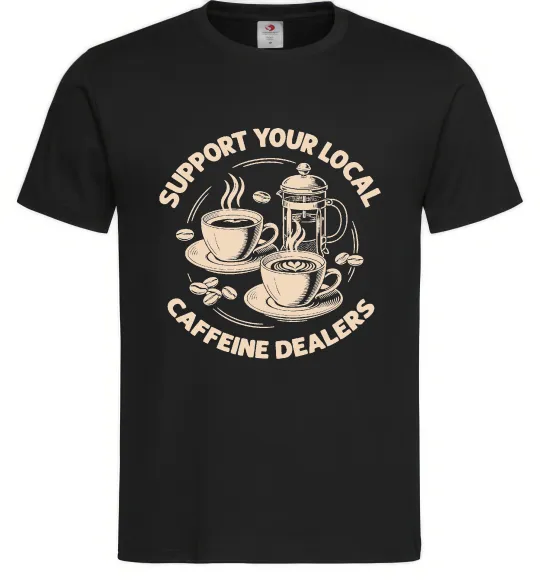 Мужская футболка Support coffee Черный фото