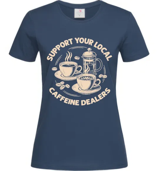 Женская футболка Support coffee Темно-синий фото
