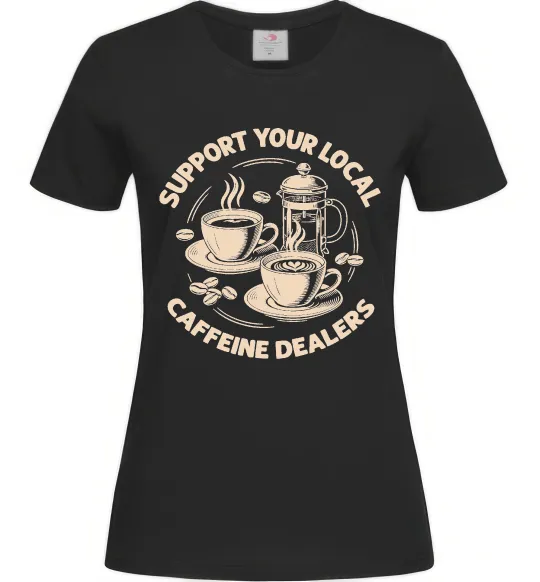 Женская футболка Support coffee Черный фото