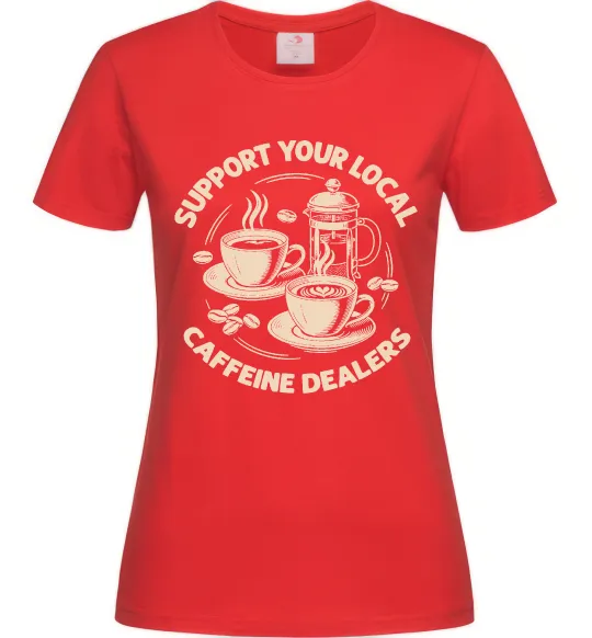 Женская футболка Support coffee Красный фото