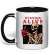 Чашка с цветной ручкой Staying alive Черный Чашка с цветной ручкой Staying alive Черный фото