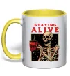 Чашка с цветной ручкой Staying alive Лимонный Чашка с цветной ручкой Staying alive Лимонный фото