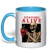 Чашка с цветной ручкой Staying alive Голубой Чашка с цветной ручкой Staying alive Голубой фото