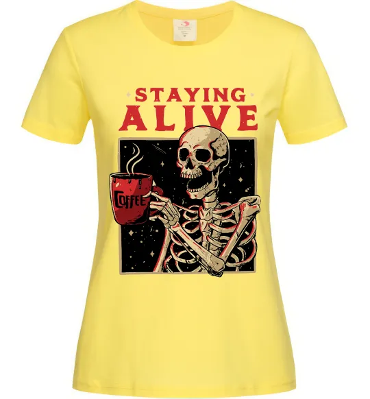 Женская футболка Staying alive Лимонный фото